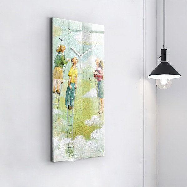 Ceas vertical de perete din sticlă Oameni pe scară