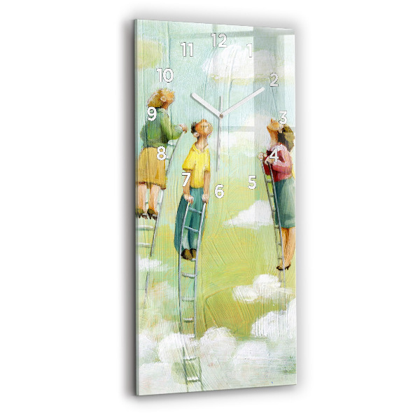 Ceas vertical de perete din sticlă Oameni pe scară