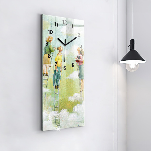 Ceas vertical de perete din sticlă Oameni pe scară