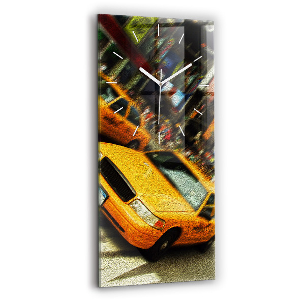 Ceas vertical de perete din sticlă Taxiuri din New York