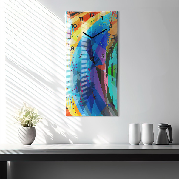 Ceas vertical de perete din sticlă Fundal abstract