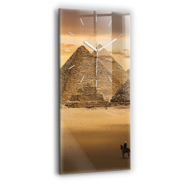 Ceas vertical de perete din sticlă Piramide și apus