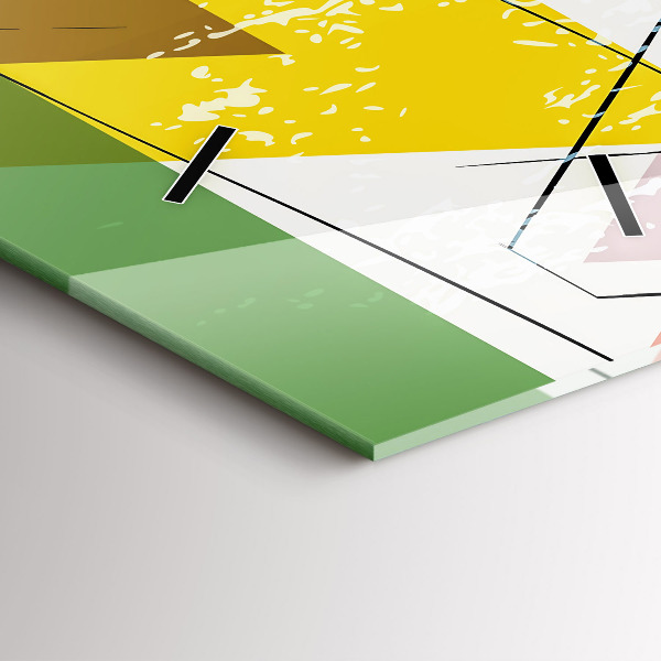 Ceas vertical de perete din sticlă Triunghiuri geometrice