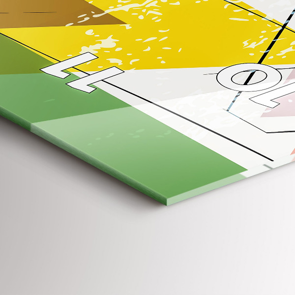 Ceas vertical de perete din sticlă Triunghiuri geometrice