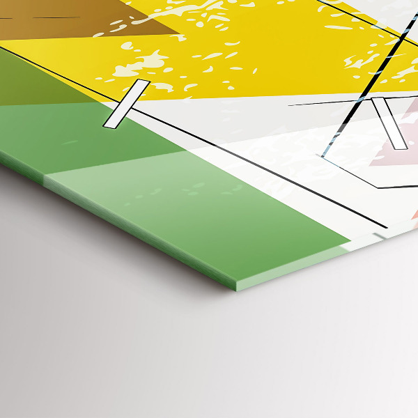 Ceas vertical de perete din sticlă Triunghiuri geometrice