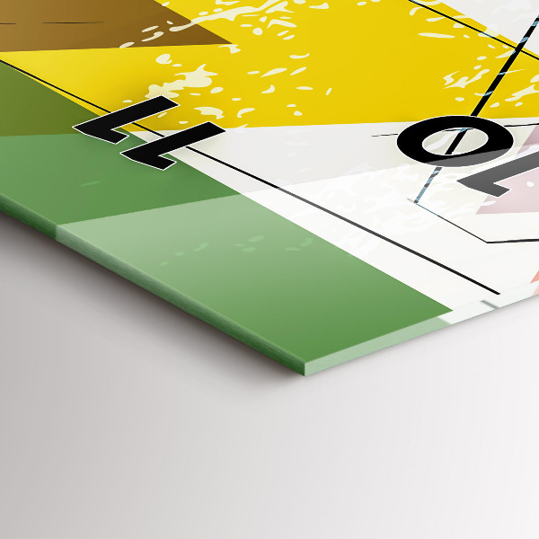 Ceas vertical de perete din sticlă Triunghiuri geometrice