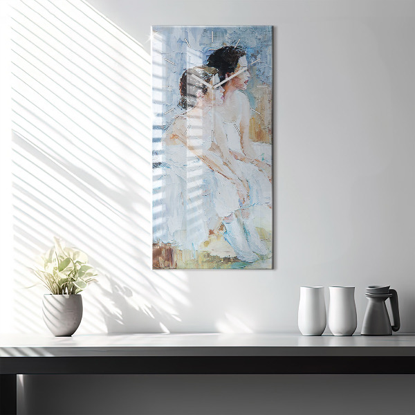 Ceas vertical de perete din sticlă Tinere balerine