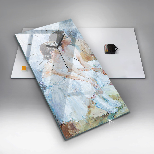 Ceas vertical de perete din sticlă Tinere balerine