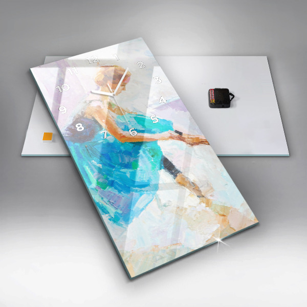 Ceas vertical de perete din sticlă Pregătirea balerinei