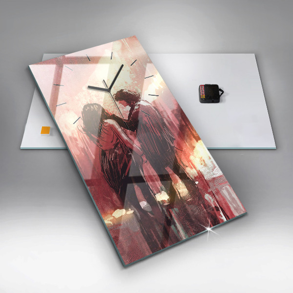 Ceas vertical de perete din sticlă Cuplu tânăr îndrăgostit