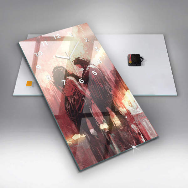 Ceas vertical de perete din sticlă Cuplu tânăr îndrăgostit