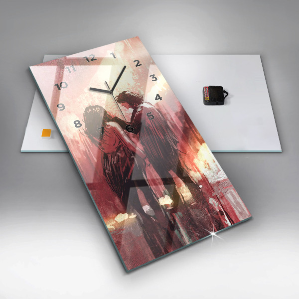 Ceas vertical de perete din sticlă Cuplu tânăr îndrăgostit