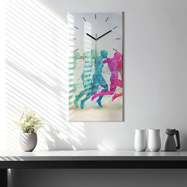 Ceas vertical de perete din sticlă Oameni colorați