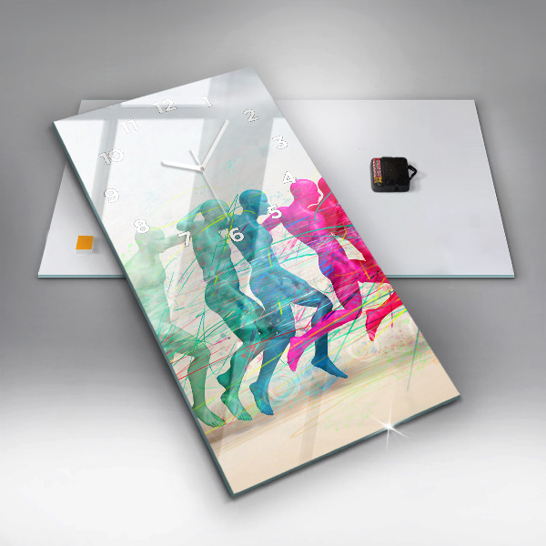 Ceas vertical de perete din sticlă Oameni colorați