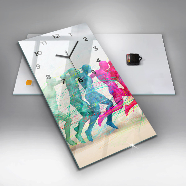 Ceas vertical de perete din sticlă Oameni colorați