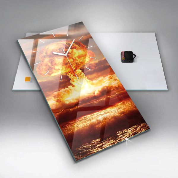 Ceas vertical de perete din sticlă Explozia unei bombe atomice