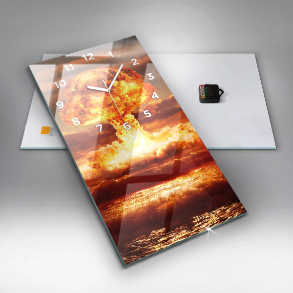 Ceas vertical de perete din sticlă Explozia unei bombe atomice