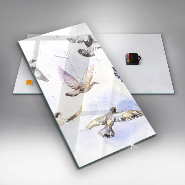 Ceas vertical de perete din sticlă Păsări zburătoare