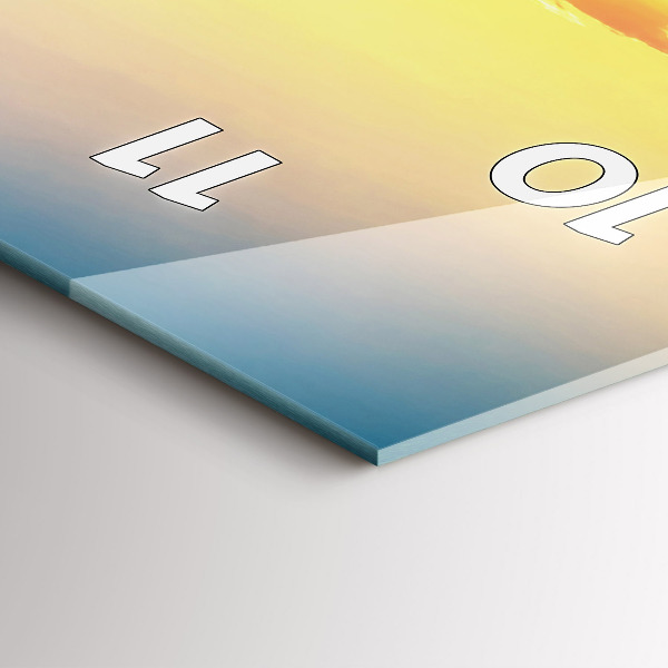 Ceas vertical de perete din sticlă Apus peste dealuri