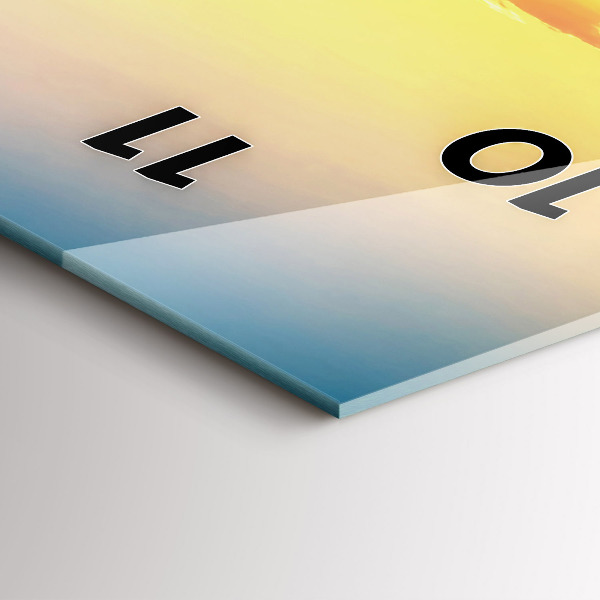 Ceas vertical de perete din sticlă Apus peste dealuri