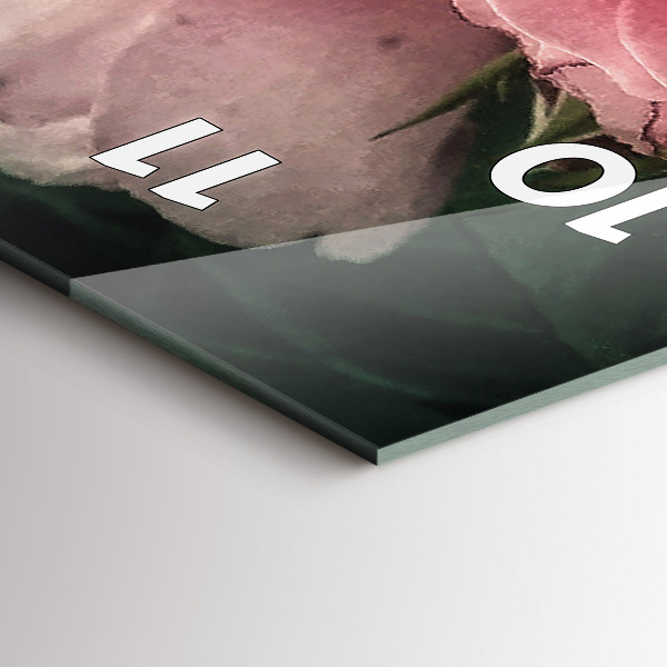 Ceas vertical de perete din sticlă Buchet de trandafiri roz