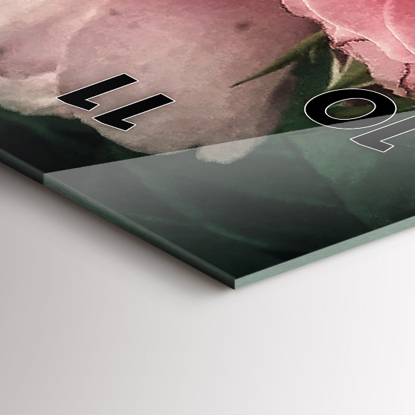 Ceas vertical de perete din sticlă Buchet de trandafiri roz