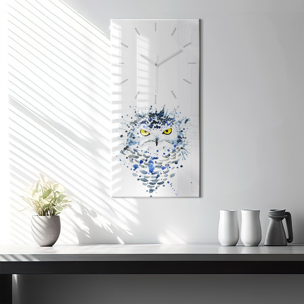 Ceas vertical de perete din sticlă Aspect de bufniță