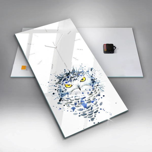 Ceas vertical de perete din sticlă Aspect de bufniță