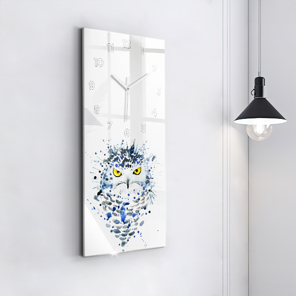 Ceas vertical de perete din sticlă Aspect de bufniță