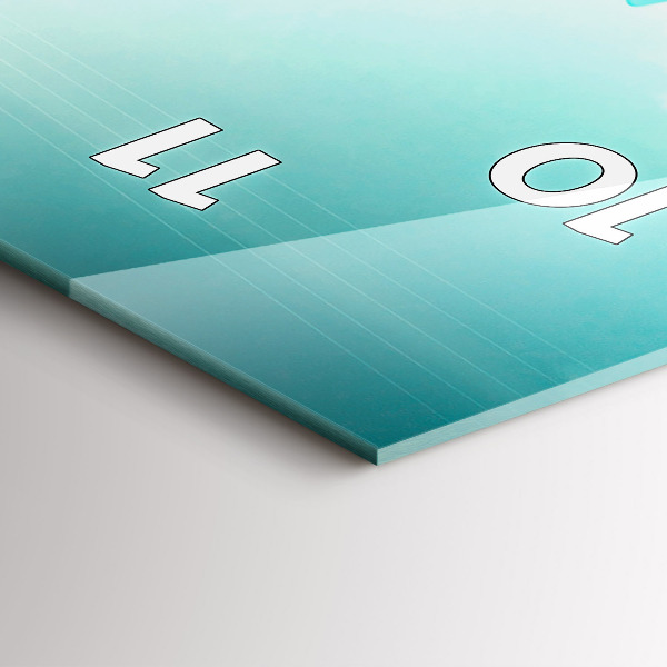 Ceas vertical de perete din sticlă Mașină cu o placă de surf