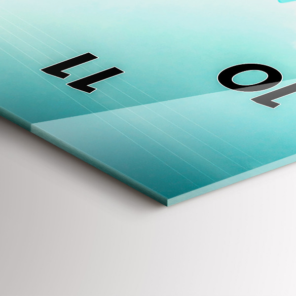 Ceas vertical de perete din sticlă Mașină cu o placă de surf