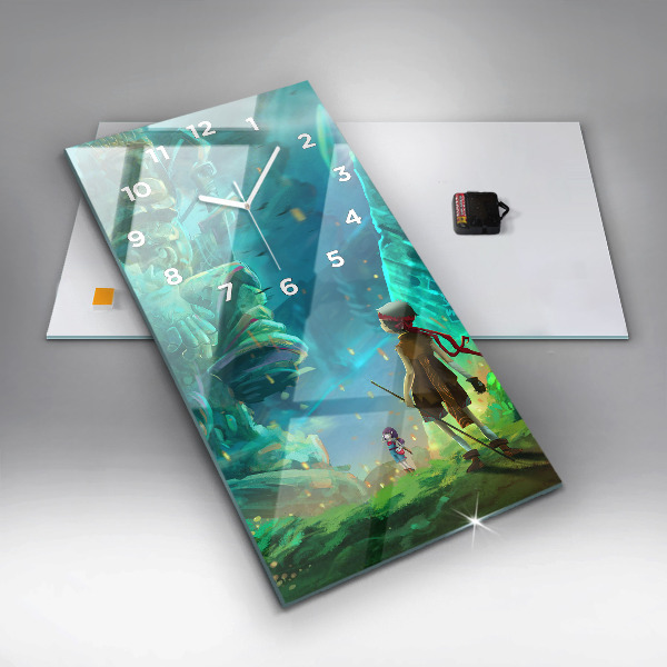 Ceas vertical de perete din sticlă Copii în pădure