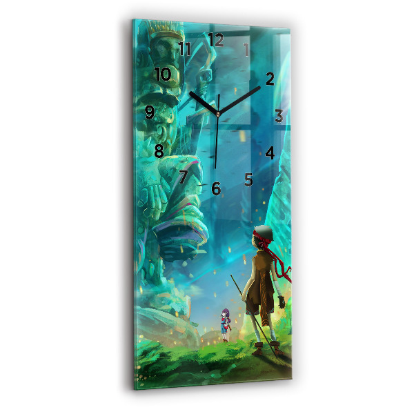 Ceas vertical de perete din sticlă Copii în pădure