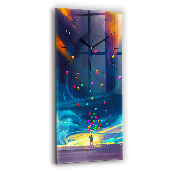 Ceas vertical de perete din sticlă Copil și baloane