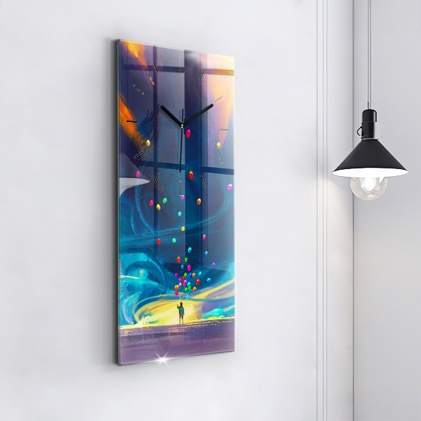 Ceas vertical de perete din sticlă Copil și baloane