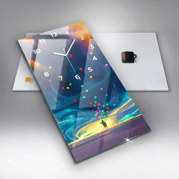 Ceas vertical de perete din sticlă Copil și baloane