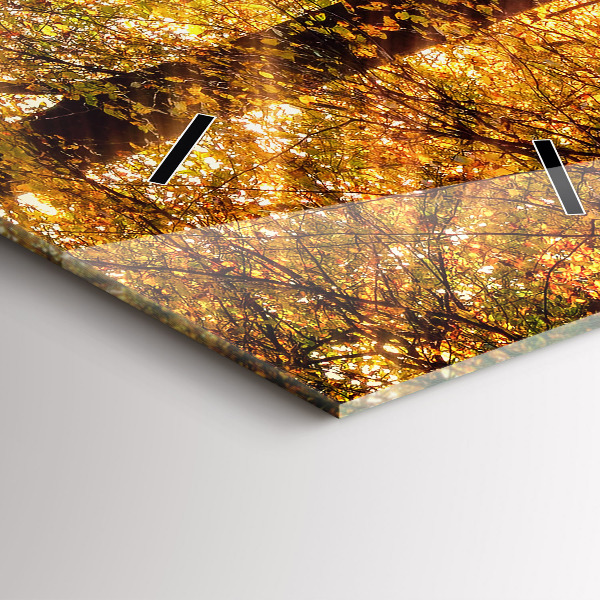 Ceas vertical de perete din sticlă Peisaj de pădure de toamnă