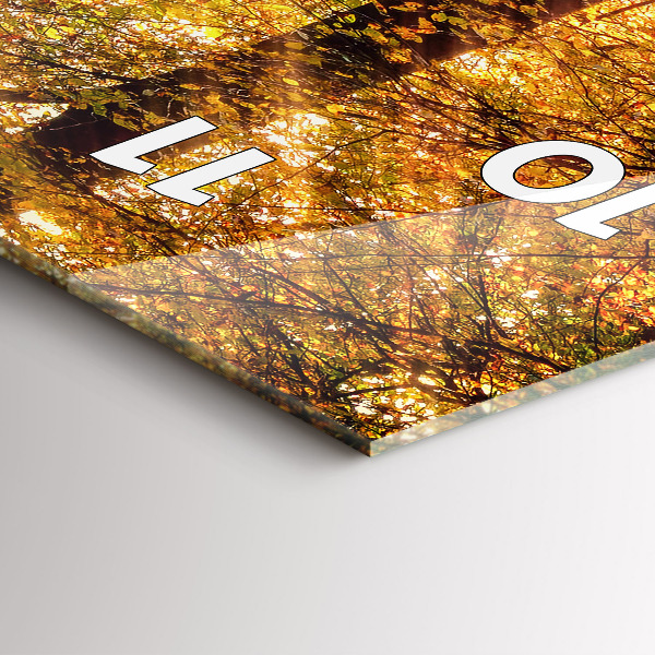 Ceas vertical de perete din sticlă Peisaj de pădure de toamnă