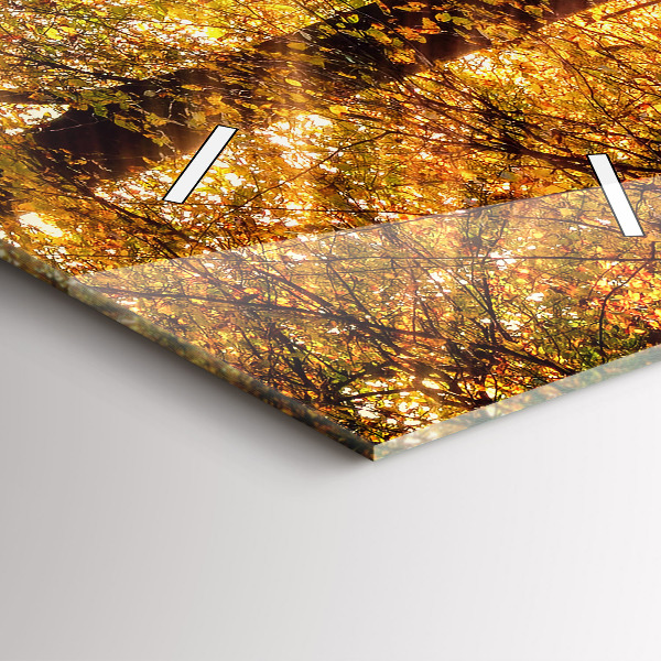Ceas vertical de perete din sticlă Peisaj de pădure de toamnă