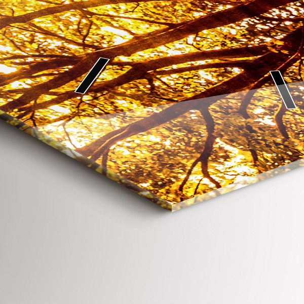 Ceas vertical de perete din sticlă Peisaj de pădure la soare