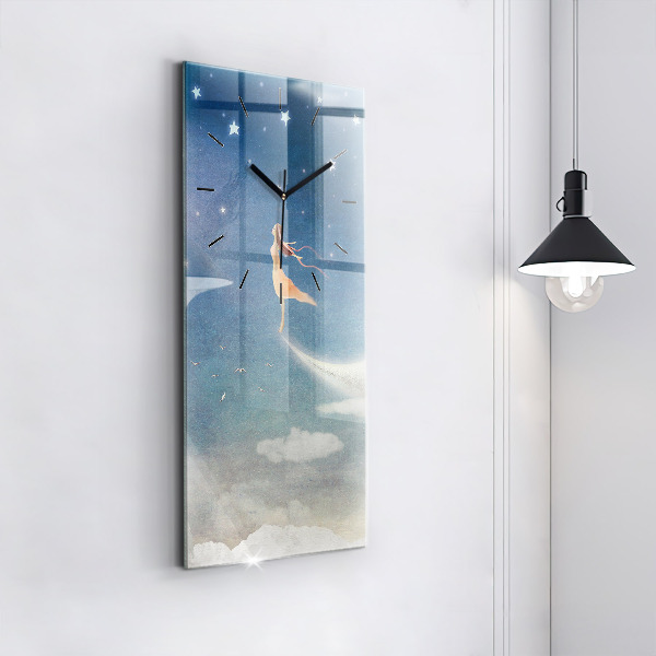 Ceas vertical de perete din sticlă Fata pe luna