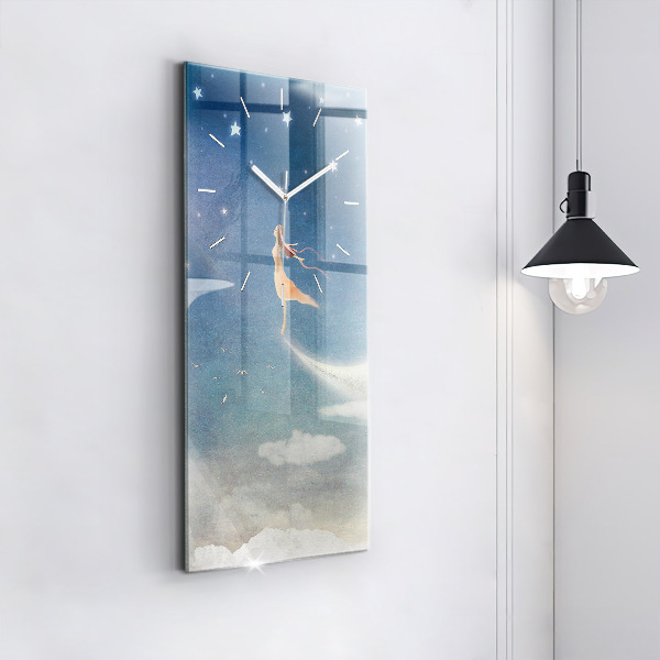 Ceas vertical de perete din sticlă Fata pe luna