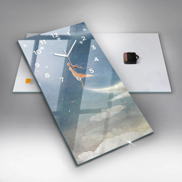 Ceas vertical de perete din sticlă Fata pe luna