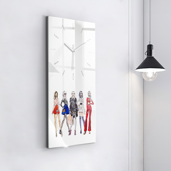 Ceas vertical de perete din sticlă Fete la modă