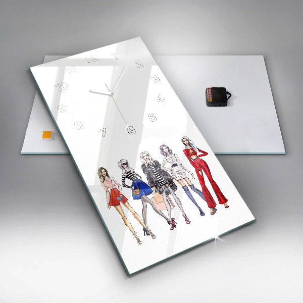 Ceas vertical de perete din sticlă Fete la modă