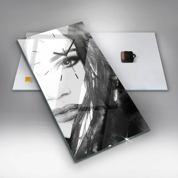 Ceas vertical de perete din sticlă Portretul unei femei