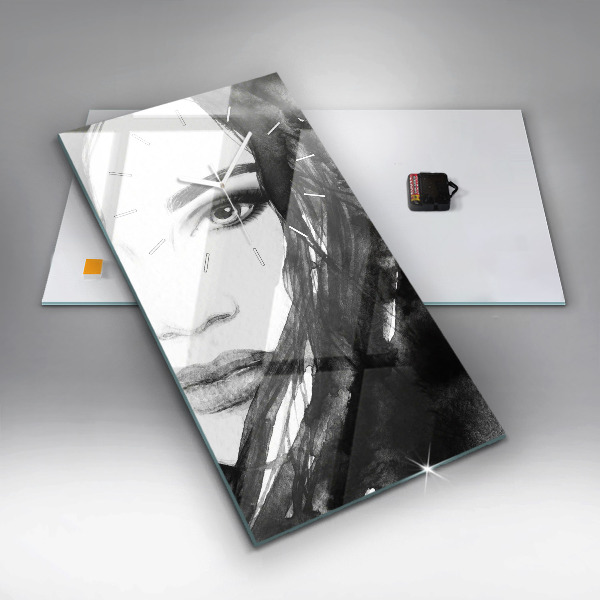 Ceas vertical de perete din sticlă Portretul unei femei