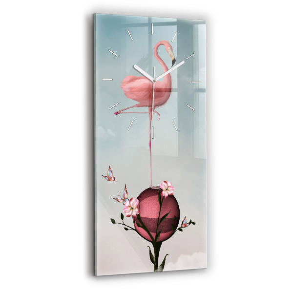 Ceas vertical de perete din sticlă Flamingo suprarealist