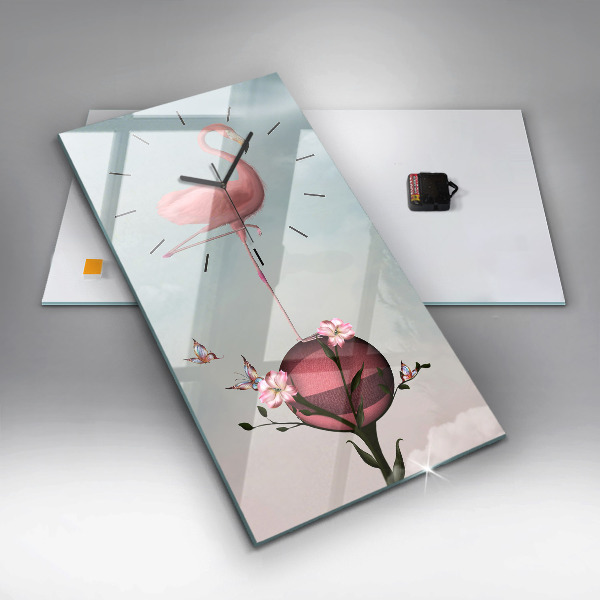 Ceas vertical de perete din sticlă Flamingo suprarealist