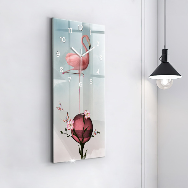 Ceas vertical de perete din sticlă Flamingo suprarealist